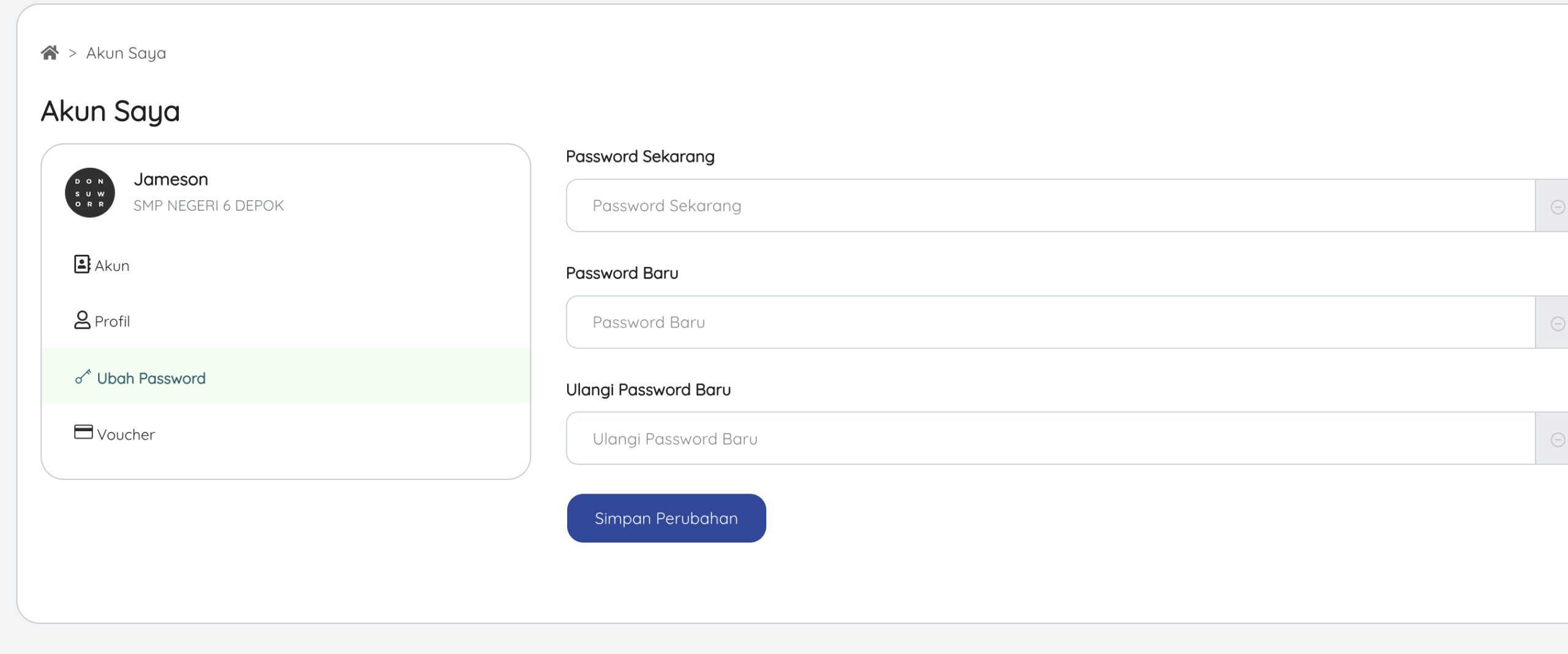 ubah password